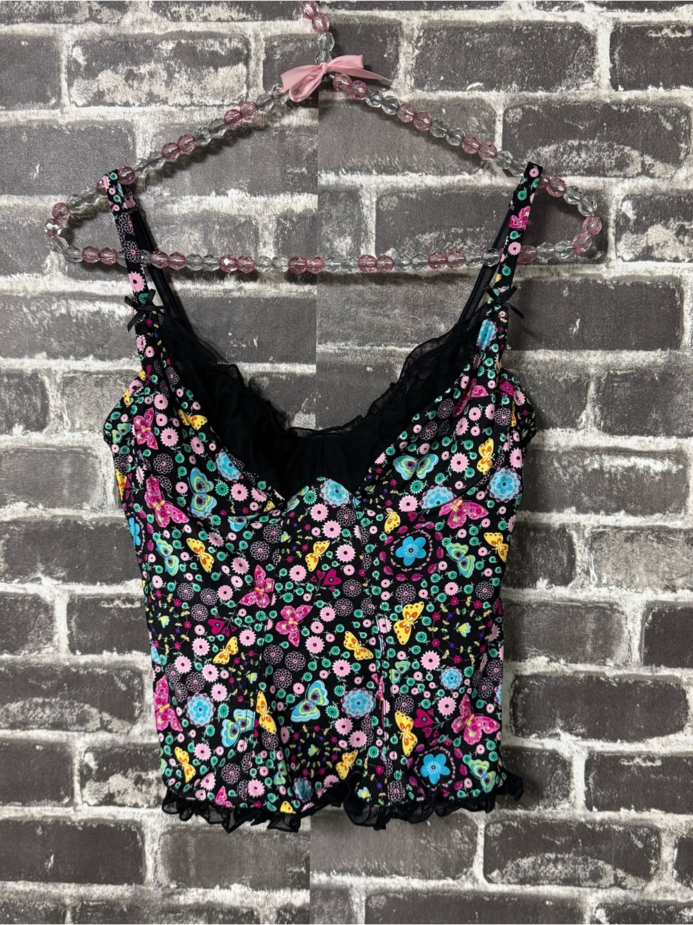 Victoria’s Secret lingerie corset top black floral